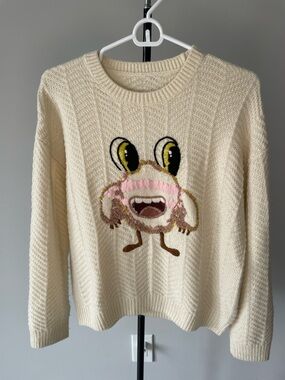 Cream Novelty Monster Knit Sweater - Brand Unknown